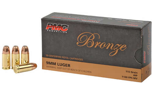 Ammunition PMC Ammunition Bronze 9mm PMC BRNZ 9MM 115GR JHP 50/1000